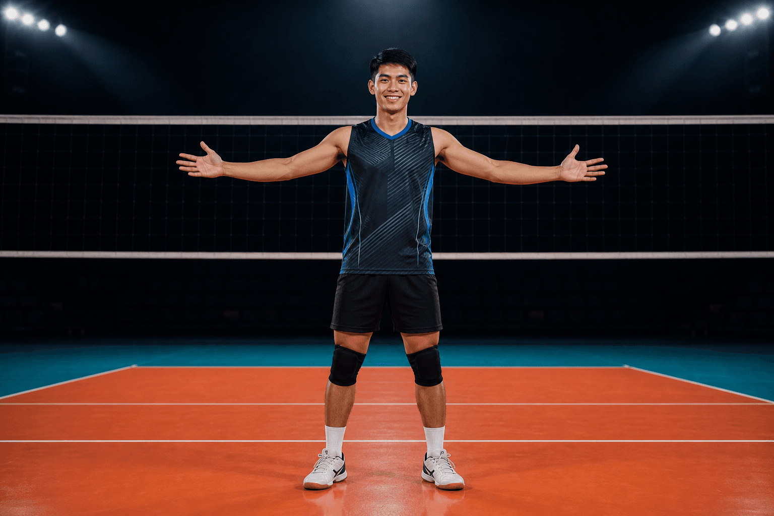 Volleyball player ready to join a match